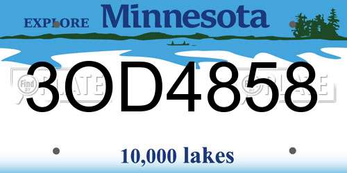 3OD4858 Minnesota License Plate