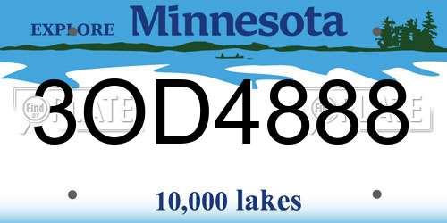 3OD4888 Minnesota License Plate