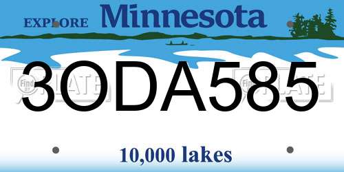 3ODA585 Minnesota License Plate