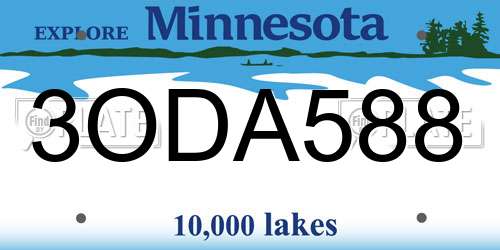 3ODA588 Minnesota License Plate