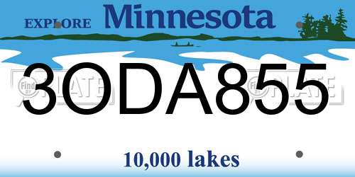 3ODA855 Minnesota License Plate
