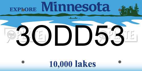 3ODD53 Minnesota License Plate