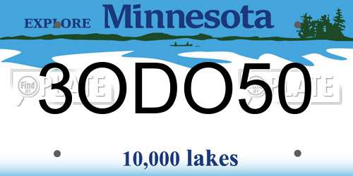 3ODO50 Minnesota License Plate