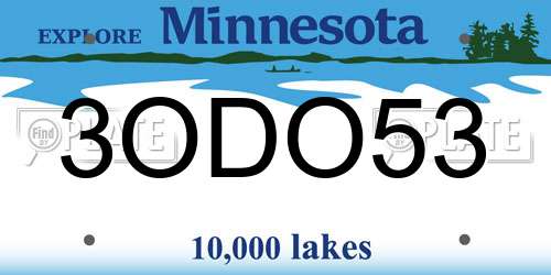 3ODO53 Minnesota License Plate