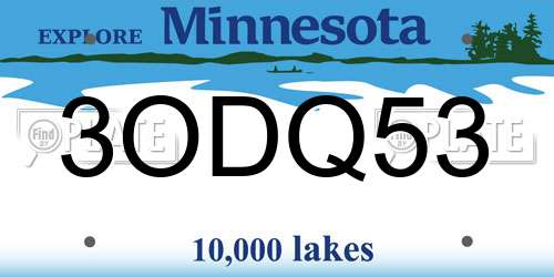 3ODQ53 Minnesota License Plate