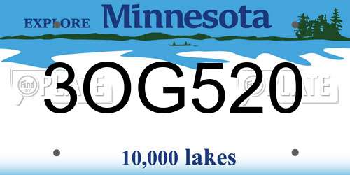 3OG520 Minnesota License Plate