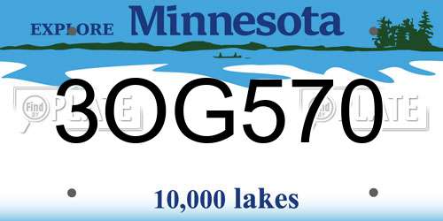 3OG570 Minnesota License Plate