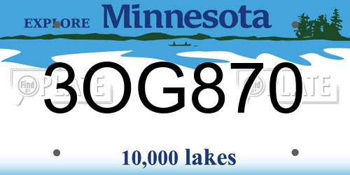 3OG870 Minnesota License Plate