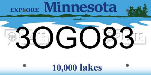 3OGO83 Minnesota License Plate