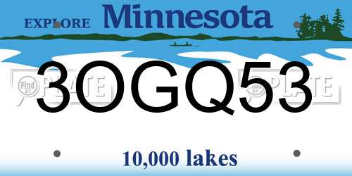3OGQ53 Minnesota License Plate