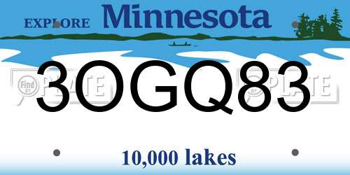 3OGQ83 Minnesota License Plate