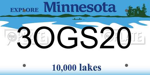 3OGS20 Minnesota License Plate