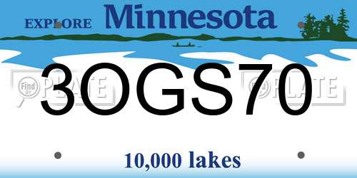 3OGS70 Minnesota License Plate