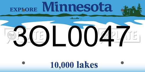 3OL0047 Minnesota License Plate