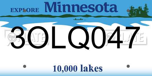 3OLQ047 Minnesota License Plate