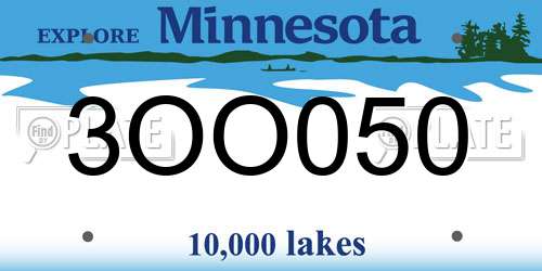 3OO050 Minnesota License Plate