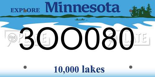 3OO080 Minnesota License Plate