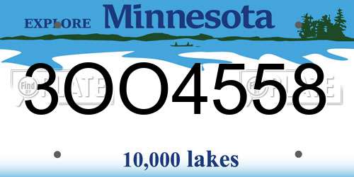 3OO4558 Minnesota License Plate