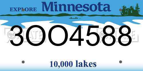 3OO4588 Minnesota License Plate