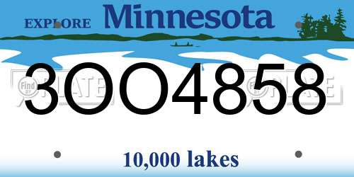 3OO4858 Minnesota License Plate