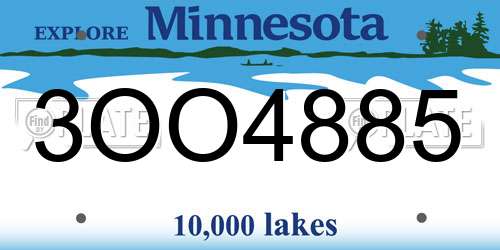 3OO4885 Minnesota License Plate
