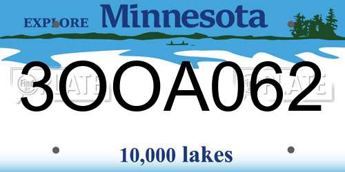 3OOA062 Minnesota License Plate