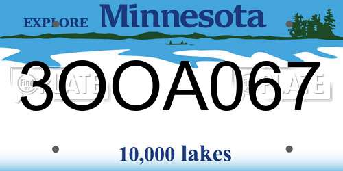 3OOA067 Minnesota License Plate