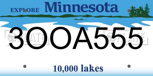 3OOA555 Minnesota License Plate