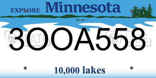 3OOA558 Minnesota License Plate