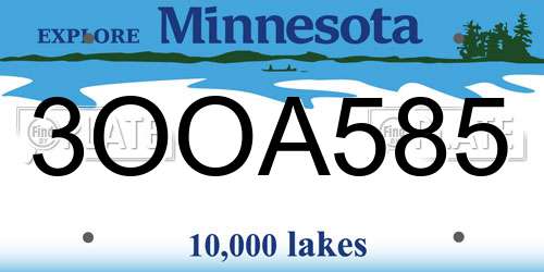 3OOA585 Minnesota License Plate