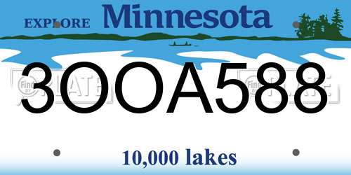 3OOA588 Minnesota License Plate