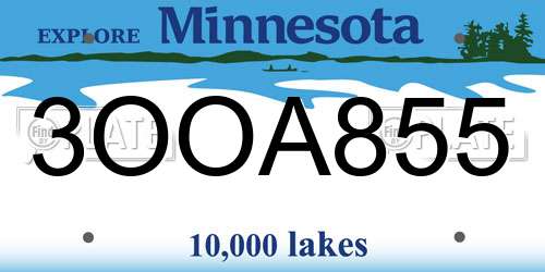 3OOA855 Minnesota License Plate