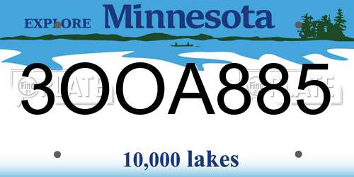 3OOA885 Minnesota License Plate