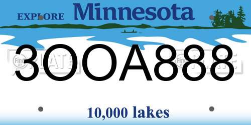 3OOA888 Minnesota License Plate