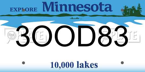 3OOD83 Minnesota License Plate