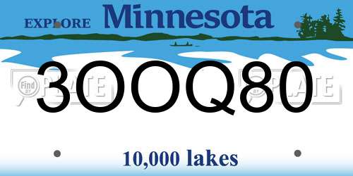 3OOQ80 Minnesota License Plate
