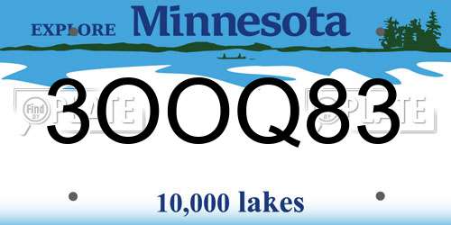 3OOQ83 Minnesota License Plate