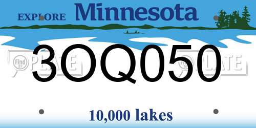 3OQ050 Minnesota License Plate