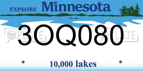 3OQ080 Minnesota License Plate