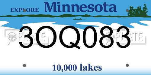 3OQ083 Minnesota License Plate