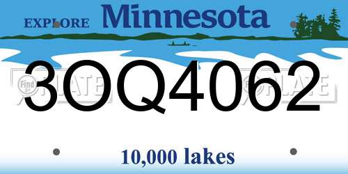 3OQ4062 Minnesota License Plate