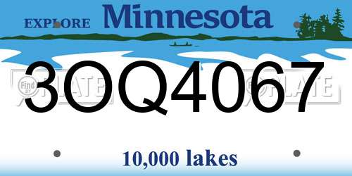 3OQ4067 Minnesota License Plate