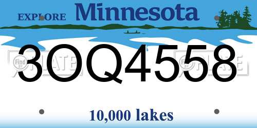 3OQ4558 Minnesota License Plate