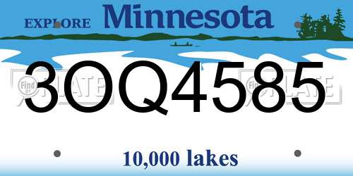 3OQ4585 Minnesota License Plate