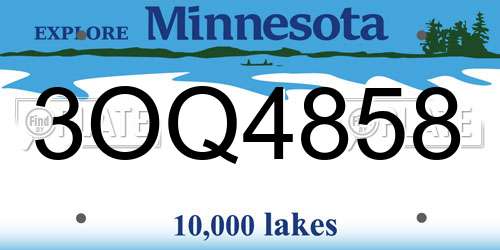 3OQ4858 Minnesota License Plate