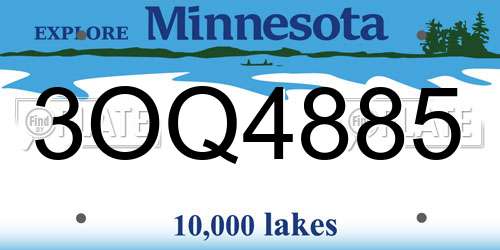 3OQ4885 Minnesota License Plate
