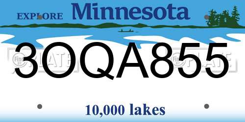 3OQA855 Minnesota License Plate