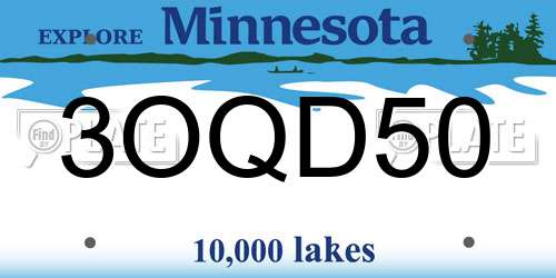 3OQD50 Minnesota License Plate