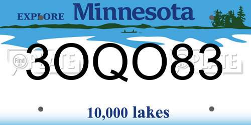 3OQO83 Minnesota License Plate