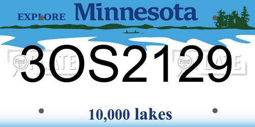 3OS2129 Minnesota License Plate